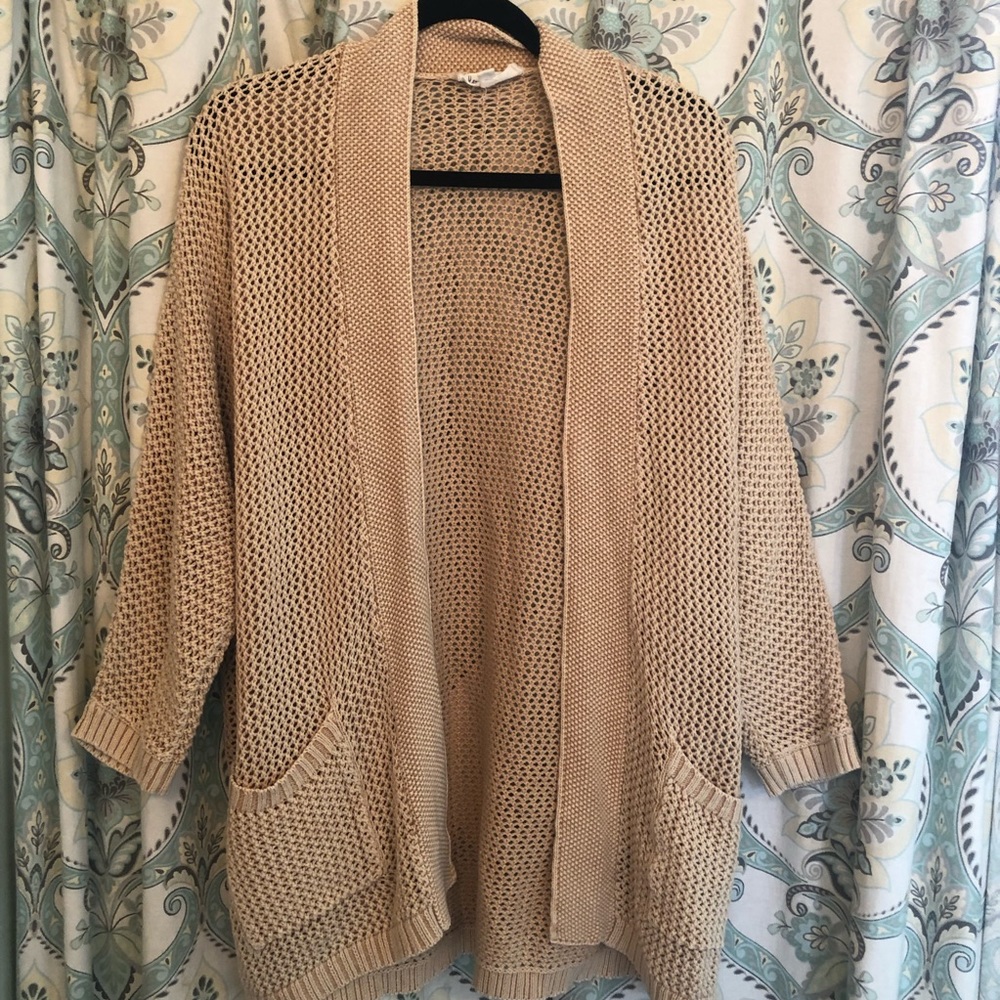 Loose knit open front cardigan